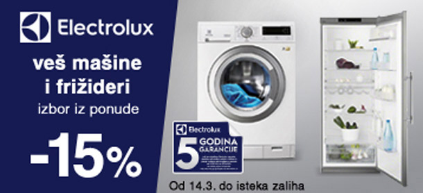 Kupi kvalitetno i uštedi: -15% Electrolux frižideri i veš mašine