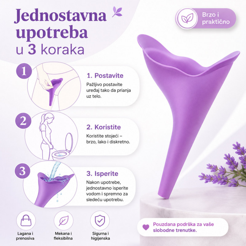 Prenosivi ženski urinal – diskretno rešenje za putovanja i javne toalete