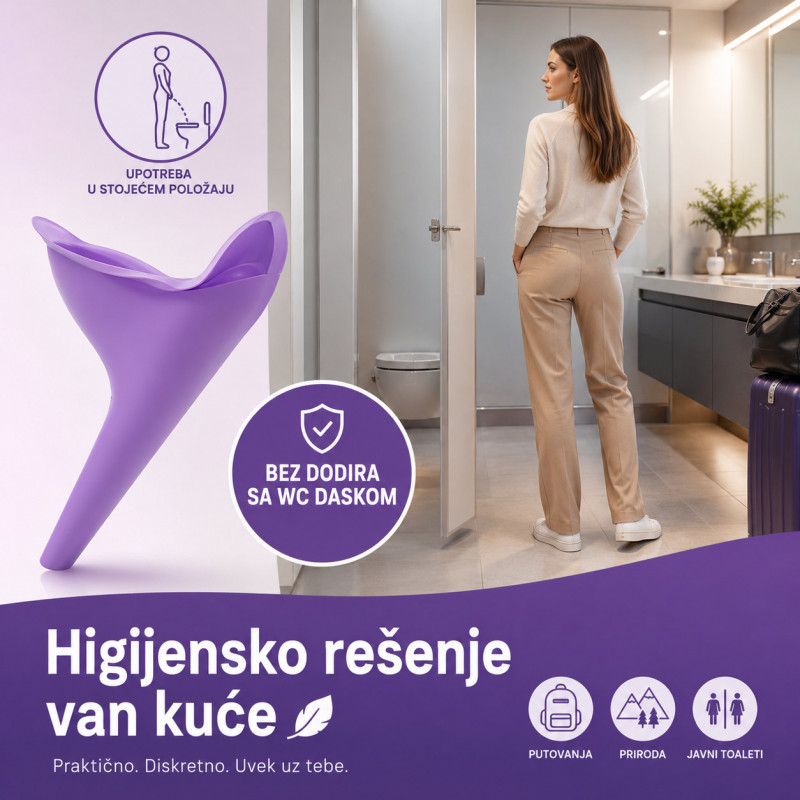 Prenosivi ženski urinal – diskretno rešenje za putovanja i javne toalete