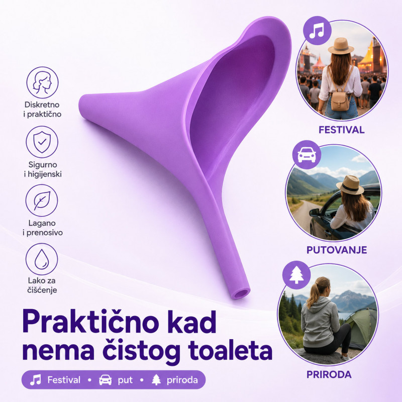 Prenosivi ženski urinal – diskretno rešenje za putovanja i javne toalete