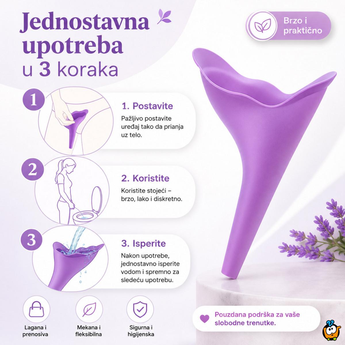 Prenosivi ženski urinal – diskretno rešenje za putovanja i javne toalete