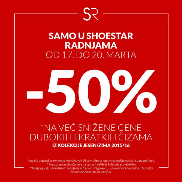Sniženje u SHOESTAR radnjama!