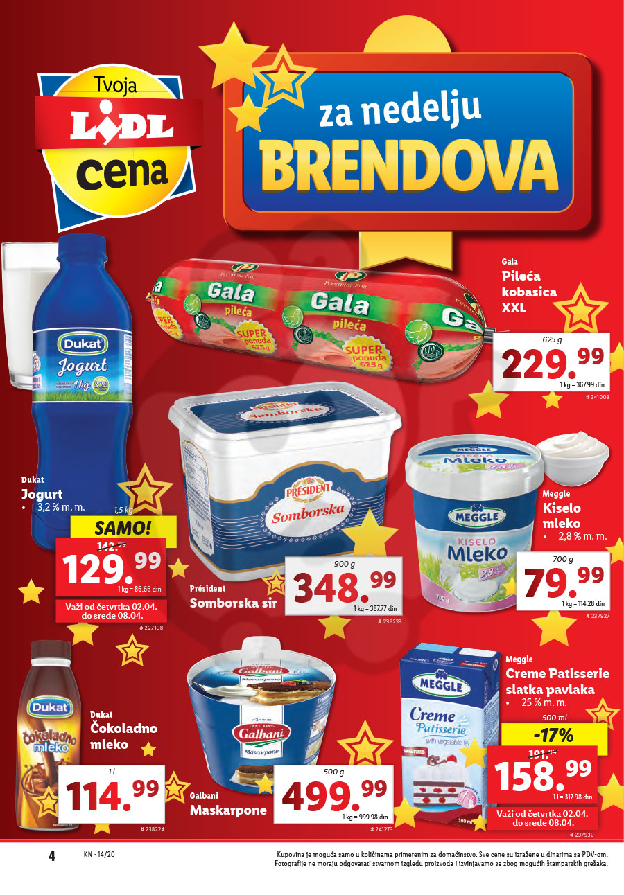 LIDL SRBIJA Katalog Akcija Hrana 02.04. 08.04.2020. Kuda u Kupovinu