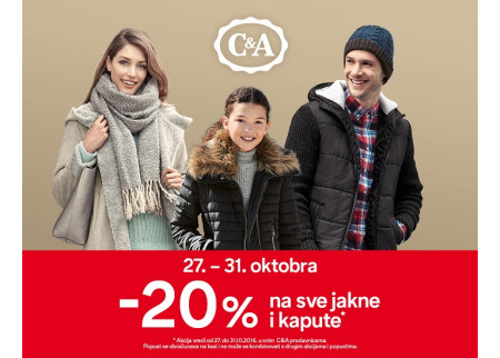 -20% na sve jakne i kapute u C&A radnjama