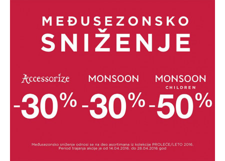 Međusezonsko sniženje u prodavnicama Accessorize, Monsoon i Monsoon Children!