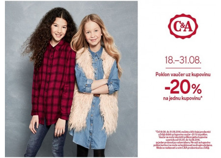 C&A poklon vaučer -20% na jednu kupovinu!