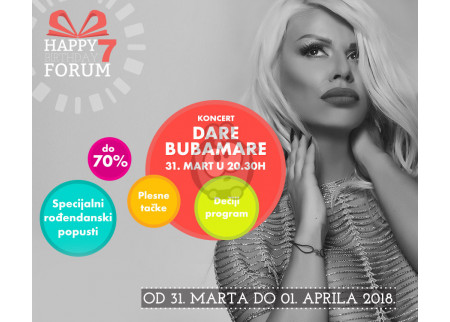 Popusti do 70 odsto i koncert DARE BUBAMARE za sedmi rođendan FORUM šoping centra