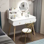 Toaletni stočić za šminkanje sa LED ogledalom na dodir - WHITE WOOD MAKE-UP