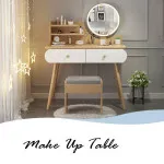 Toaletni stočić za šminkanje sa LED ogledalom na dodir - WOOD COLOR MAKE-UP