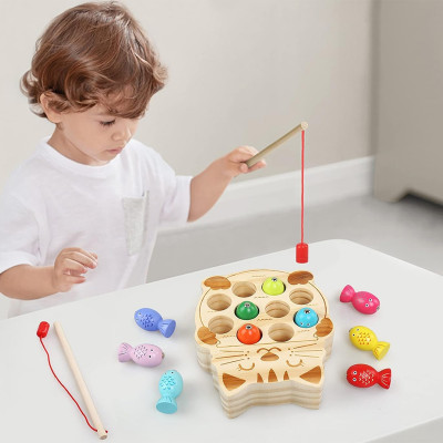 Montessori drvena pecaljka za ribice 