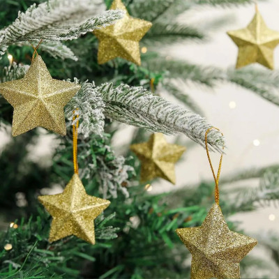 Golden stars – Set od 6 ZLATNIH zvezda ukrasa za jelku