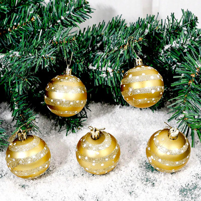 Golden Glow – Set od 6 zlatnih ukrasnih kugli za jelku sa svetlucavim prugama