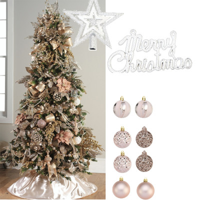 Pink-Silver Shine set - 18 magičnih roze ukrasa za jelku sa vrh zvezdom