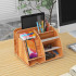 Brown Desk Organizer - Stoni organizer za odlaganje telefona i kancelarijskog pribora