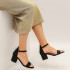 Ženske crne velur sandale sa nižom potpeticom PAT-5 BLK VEL