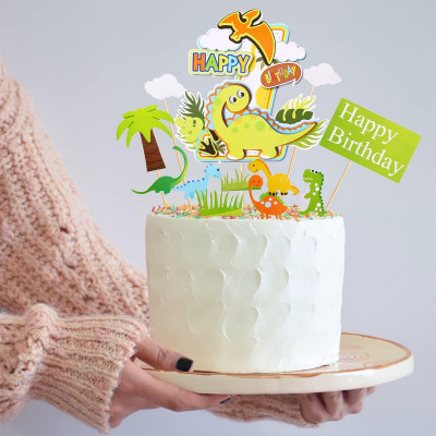Happy Birthday dino set – Dekoracija za tortu