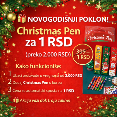 Christmas Pen - praznično pakovanje od 2 gel hemijske olovke + 2 patrone