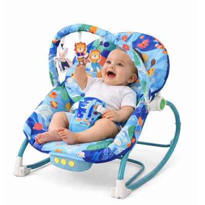 Blue Jungle Comfort Rocker - ležaljka ljuljalica za bebe plavih nijansi sa životinjama