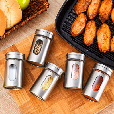 Elegantne inox posude za začine sa prozorom
