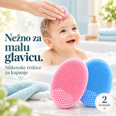 Set 2 silikonske četkice za bebinu glavicu – nežno kupanje i temenjača