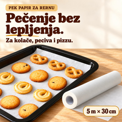 Pek papir za rernu - papir za pečenje 5m x 300mm