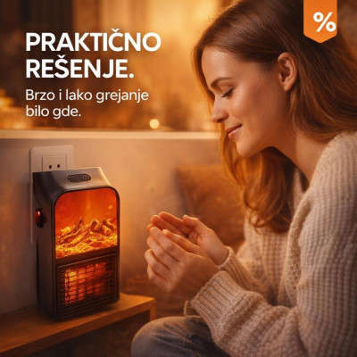 Prenosivi električni grejač Flame Heater 900W sa daljinskim upravljačem
