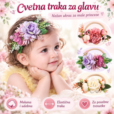 Cvetna traka za glavu - Ukras za kosu za devojčice
