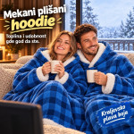 Blanket Hoodie - Duks Ćebe sa rukavima Karirano Plavo