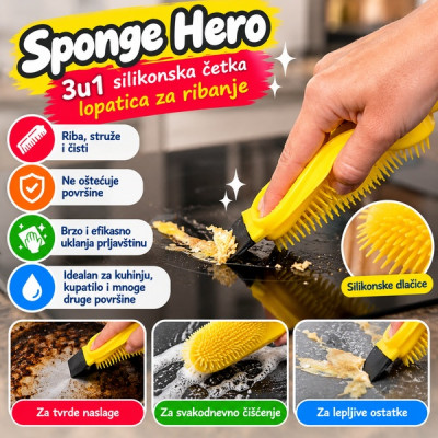 Sponge Hero - 3u1 silikonska četka+ lopatica za ribanje