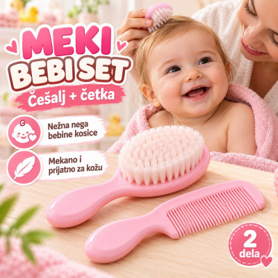 Meki bebi set - Češalj i četka za nežnu negu kose