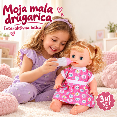 3u1 set - Interaktivna lutka sa flašicom i cuclom