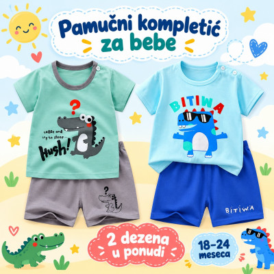 Pamučni kompletić za bebe  18-24 meseca - šorts i majica