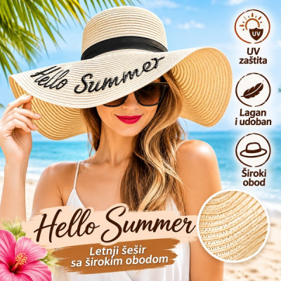 Hello Summer - Slamnati šešir sa velikim obodom