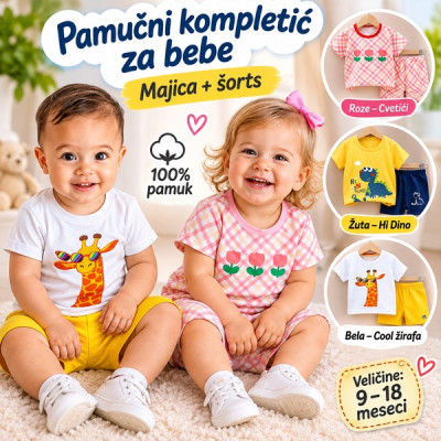 Pamučni kompletić za bebe  9-18 meseci - šorts i majica