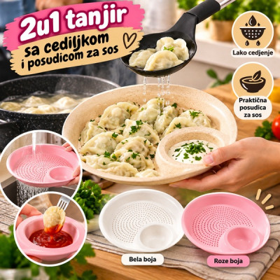 2u1 tanjir sa cediljkom i posudicom za sos