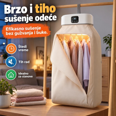 Prenosivi sušač odeće sa kukama i digitalnim ekranom