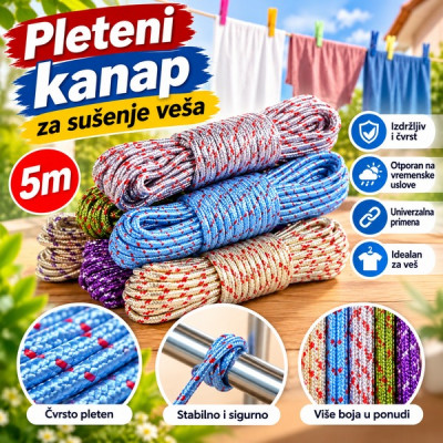 Pleteni kanap od 5m za sušenje veša
