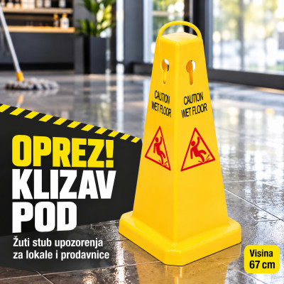 WET FLOOR - Žuti stubić upozorenja za klizav pod