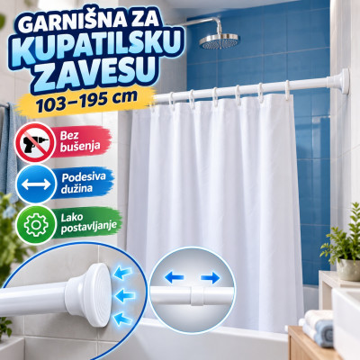 Garnišna za kupatilsku zavesu podesive dužine 103-195 cm