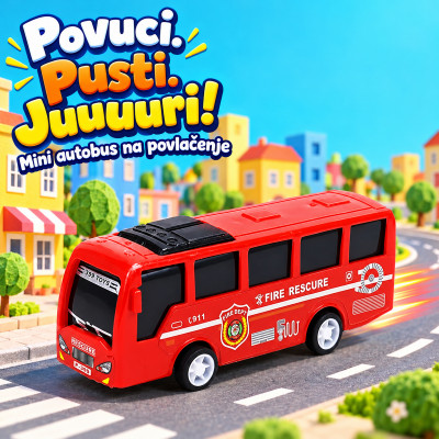 Bus Toy - Igračka mini autobus sa mehanizmom povlačenja
