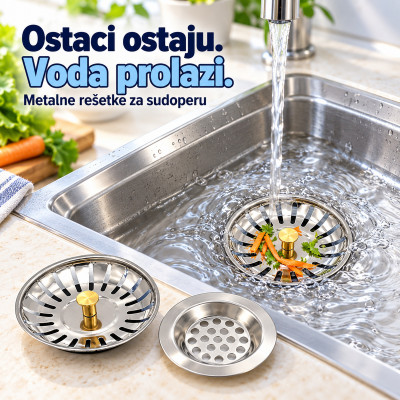 2u1 metalna rešetka za sudoperu - za čiste odvode
