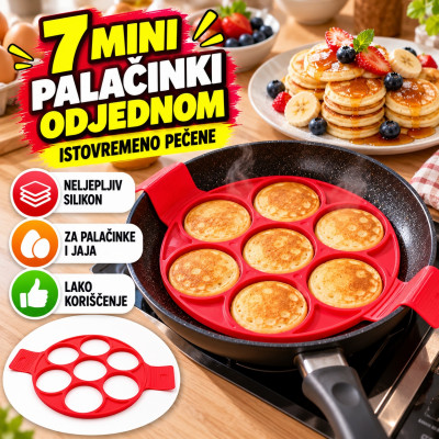 7u1 Slikonska modla za mini palačinke - istovremeno pečene