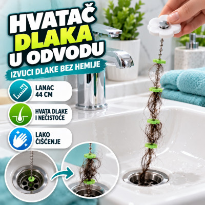 Flower hvatač dlaka u odvodu - lanac sa graničnicima za lako čišćenje