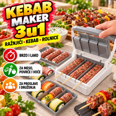 Kebab Maker - 3u1 mašina za izradu ražnjića, kebaba i rolnica