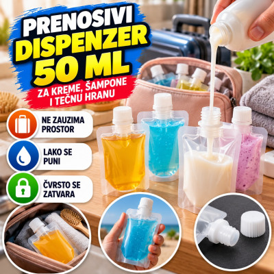 Prenosivi dispenzer za kreme, sampone ili tečnu hranu od 50 ML