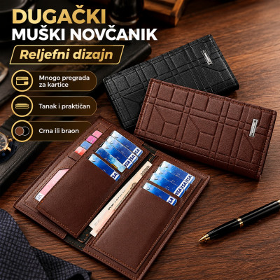 Dugački muški novčanik reljefnog dizajna