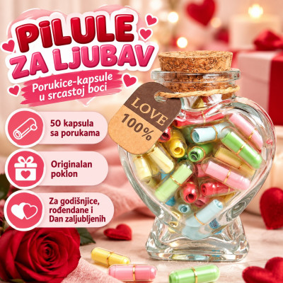 Pilule za ljubav - Porukice-kapsule u srcastoj boci