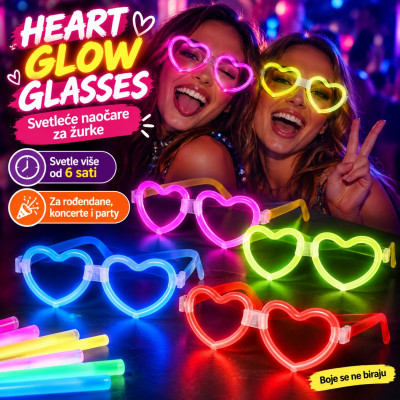 Heart Glow Glasses - svetleće naočare za žurke