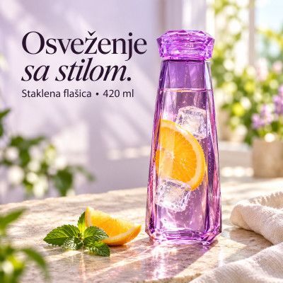 Dijamantska elegancija - Staklena flašica za osvežavajuće napitke