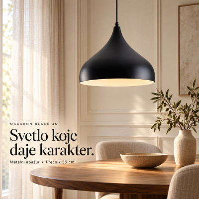 Macaron Black 35 - visilica sa metalnim abažurom